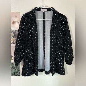 89th & Madison Black Polka Dot Open Blazer